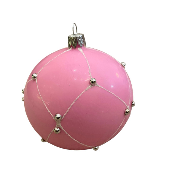 Pink Beaded Christmas Ornaments Handmade In Poland Set of 4 New - Picture 9 of 12